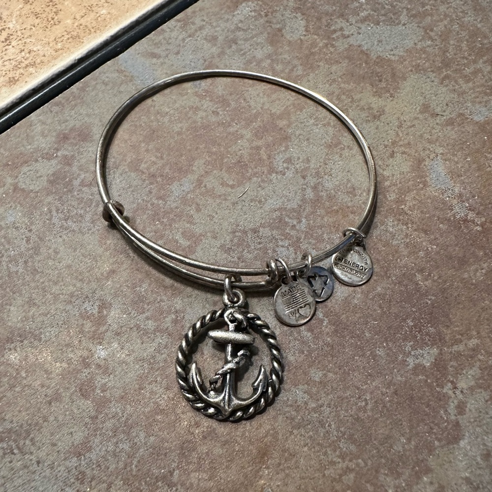 Alex & Ani silver tone ANCHOR bangle